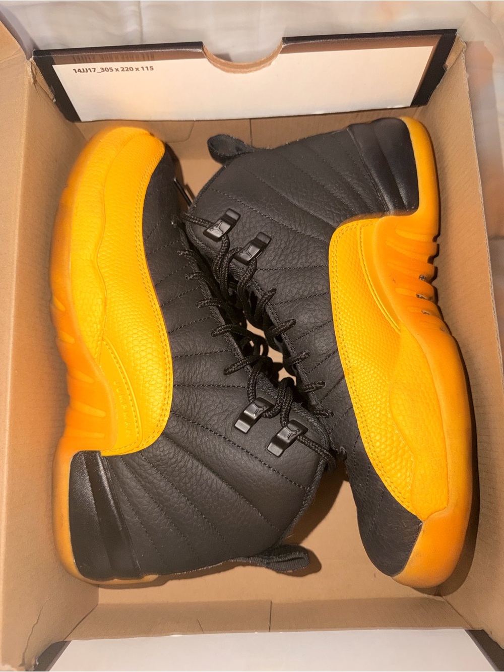 Jordan Black and Yellow High-Top Sneakers 6.5y sold with box